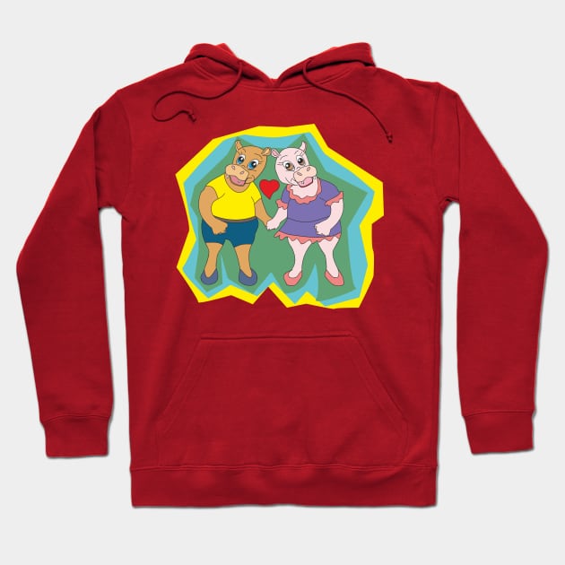 Two hippos in love Hoodie by Alekvik